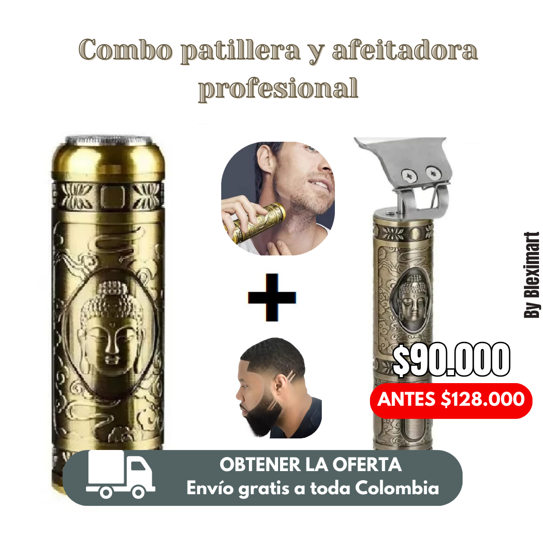 BudaGroom Duo – Combo patillera y afeitadora profesional