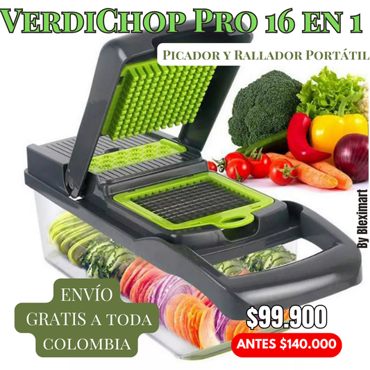 VerdiChop Pro 16 en 1 - Picador y Rallador Portátil